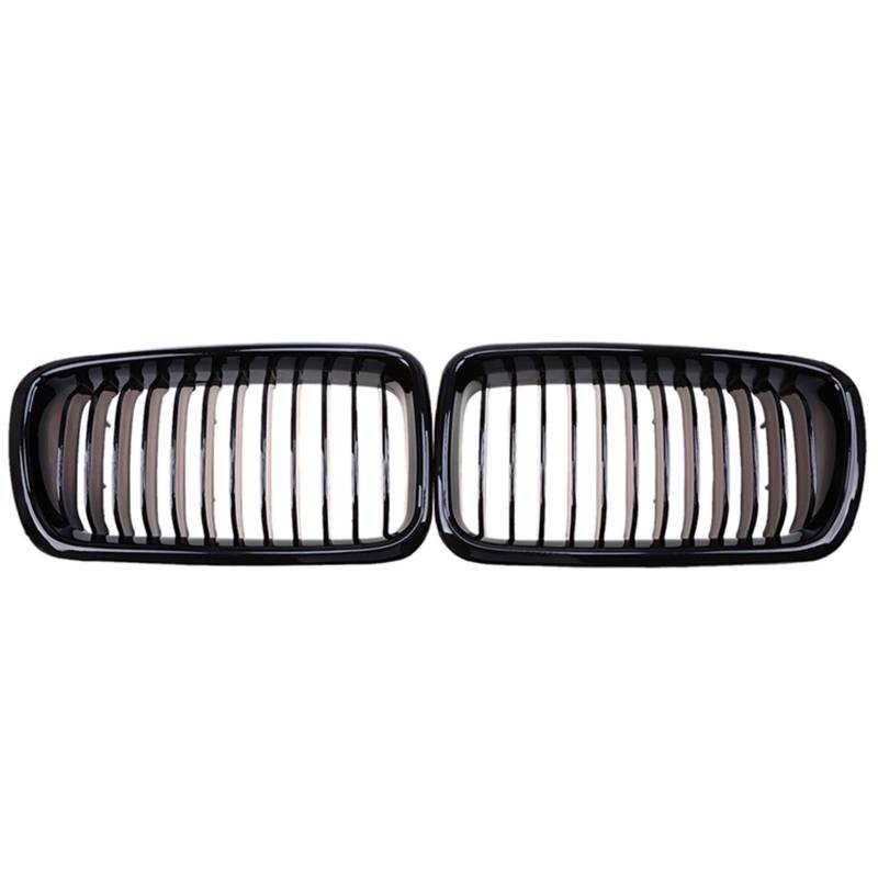 Kühlergrill,Kühlergrill Streifen Frontstoßstange Hood ierengitter Grill Passend für BMW E38 7 Serie 728 730 735 740 1995-2001 (Glossy Black) von Ymnilian