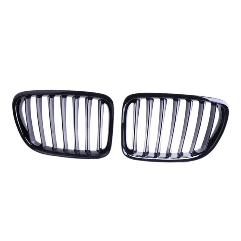 Kühlergrill,Kühlergrill Streifen Grille vorne Ersatz Kidney Grill Passend für BMW E84 X1 2010-2014 (Gloss Black) von Ymnilian