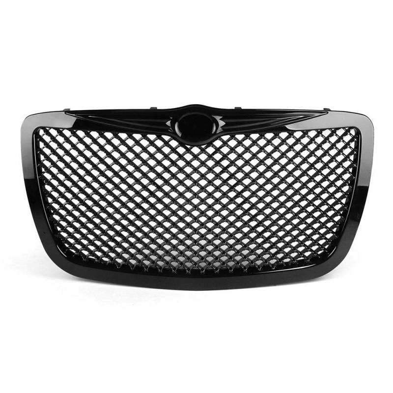 Kühlergrill,Kühlergrill Streifen Racing-Auto-Frontgrill Passend für 2004 2005-2010 Chrysler 300 300C Schwarz Hood Grill Mesh-Grille(Black) von Ymnilian