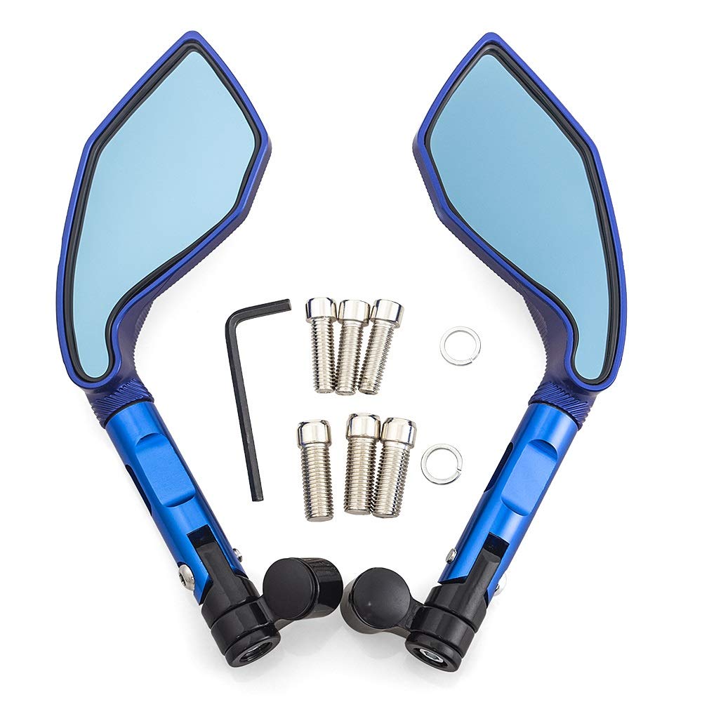 Motorrad Spiegel,Lenkerendenspiegel 1 Paar 8mm 10mm CNC Aluminium Motorrad-Spiegel Rearview Rückansicht Seitenspiegel Motorrad Fit use for Fit use for Z900 Z900RS Z800 Z1000(Blue) von Ymnilian