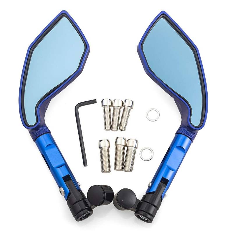 Motorrad Spiegel,Lenkerendenspiegel 1 Paar 8mm 10mm CNC Aluminium Motorrad-Spiegel Rearview Rückansicht Seitenspiegel Motorrad Fit use for Fit use for Z900 Z900RS Z800 Z1000(Blue) von Ymnilian