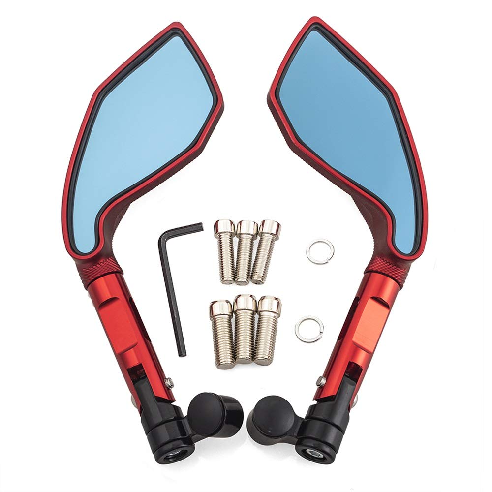 Motorrad Spiegel,Lenkerendenspiegel 1 Paar 8mm 10mm CNC Aluminium Motorrad-Spiegel Rearview Rückansicht Seitenspiegel Motorrad Fit use for Fit use for Z900 Z900RS Z800 Z1000(Red) von Ymnilian