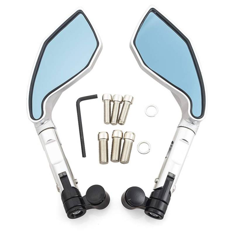 Motorrad Spiegel,Lenkerendenspiegel 1 Paar 8mm 10mm CNC Aluminium Motorrad-Spiegel Rearview Rückansicht Seitenspiegel Motorrad Fit use for Fit use for Z900 Z900RS Z800 Z1000(Silver) von Ymnilian