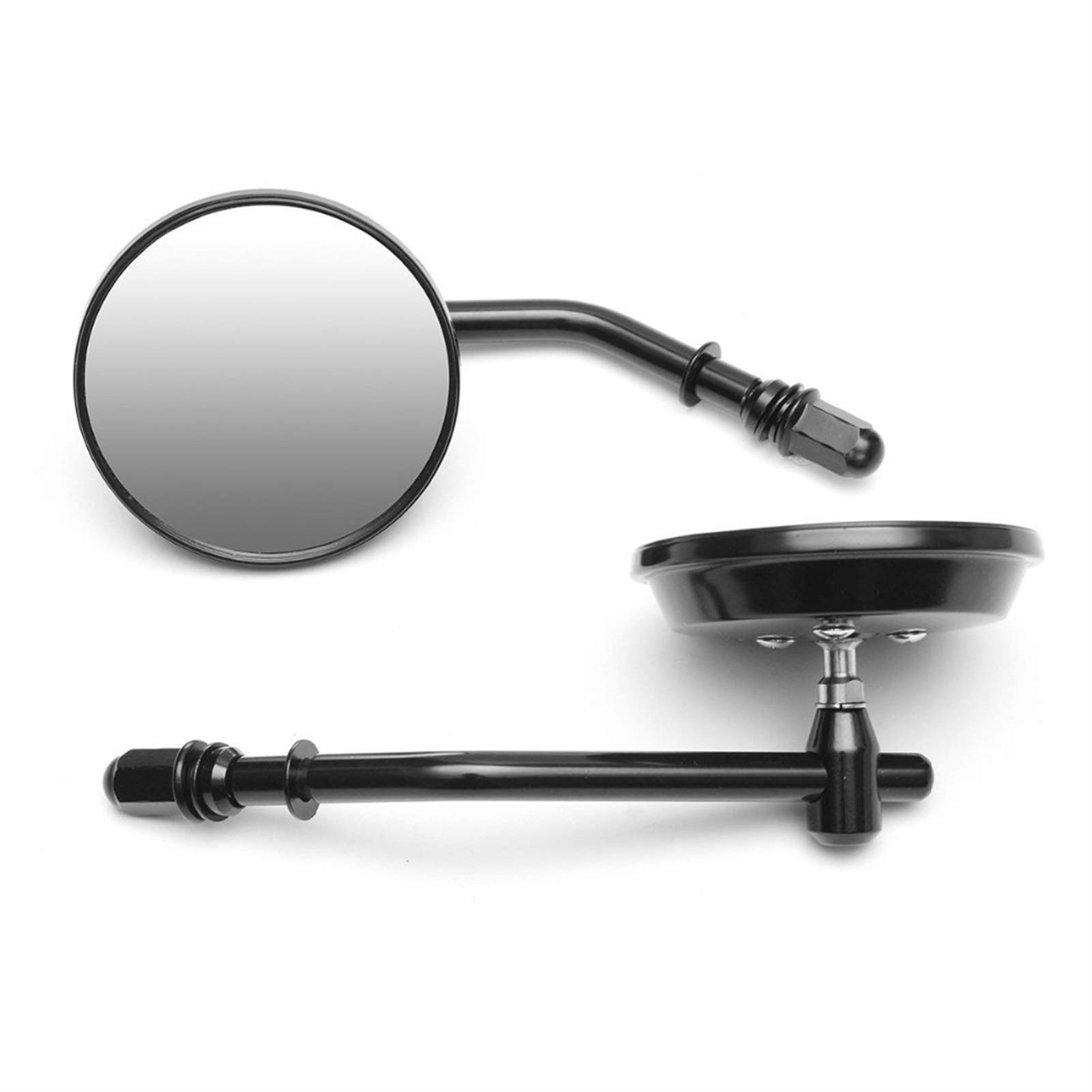 Motorrad Spiegel,Lenkerendenspiegel 8mm Schwarz/Motorrad-Spiegel Short Stem 3" runder Rückspiegel(Black) von Ymnilian