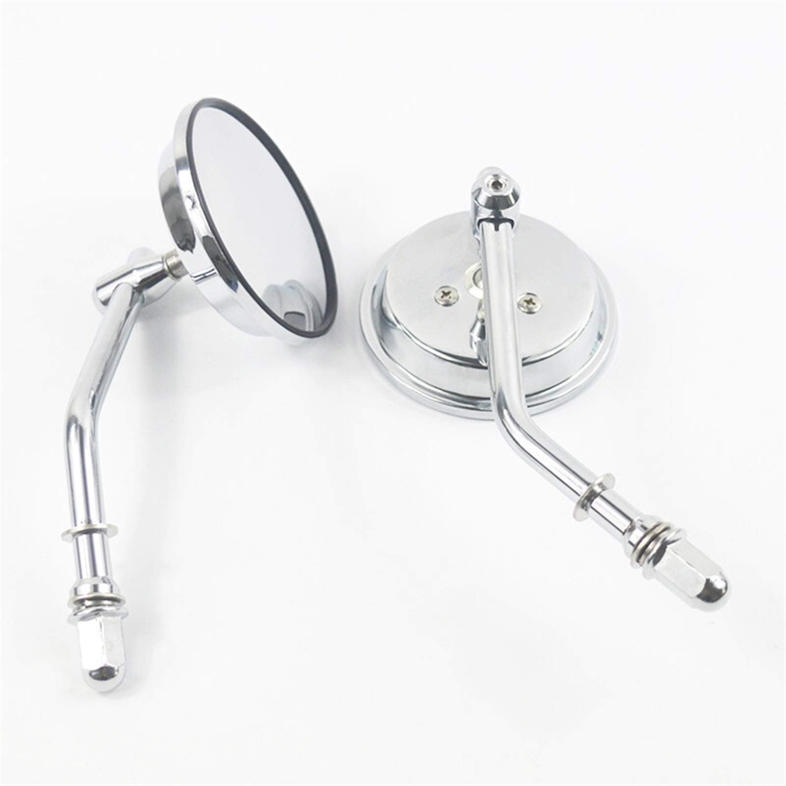 Motorrad Spiegel,Lenkerendenspiegel 8mm Schwarz/Motorrad-Spiegel Short Stem 3" runder Rückspiegel(Silver) von Ymnilian