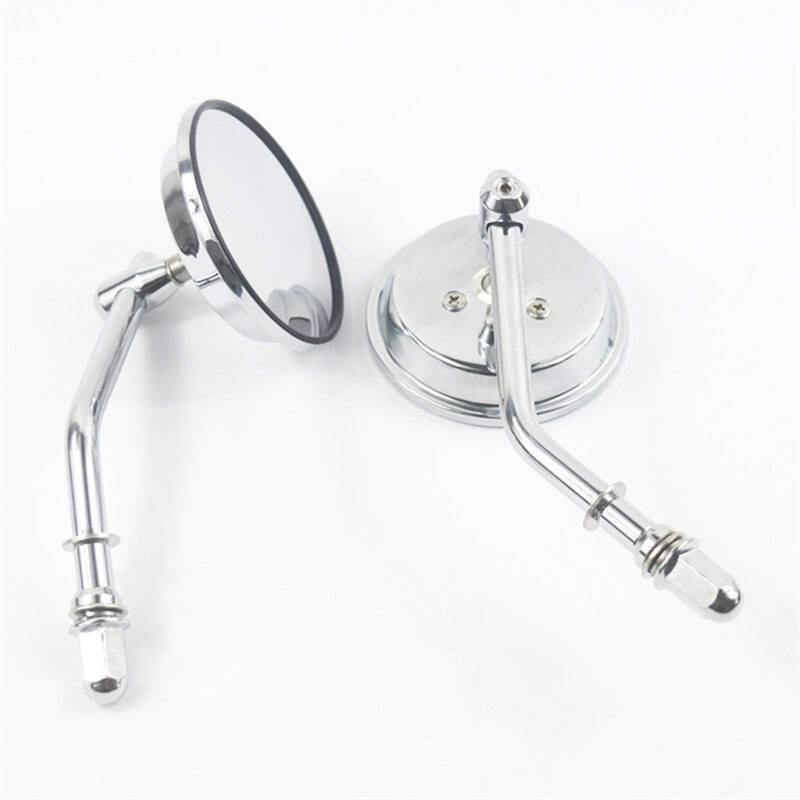 Motorrad Spiegel,Lenkerendenspiegel 8mm Schwarz/Motorrad-Spiegel Short Stem 3" runder Rückspiegel(Silver) von Ymnilian