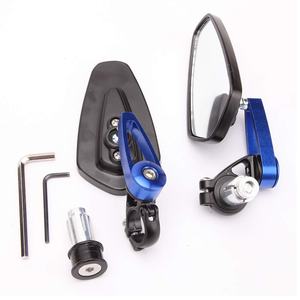 Motorrad Spiegel,Lenkerendenspiegel Universal Rückspiegel Motorrad Side Lenker Bar Endspiegel Moto Fahrrad Elektrische Fahrrad Roller Motorrad Zubehör(Blue) von Ymnilian