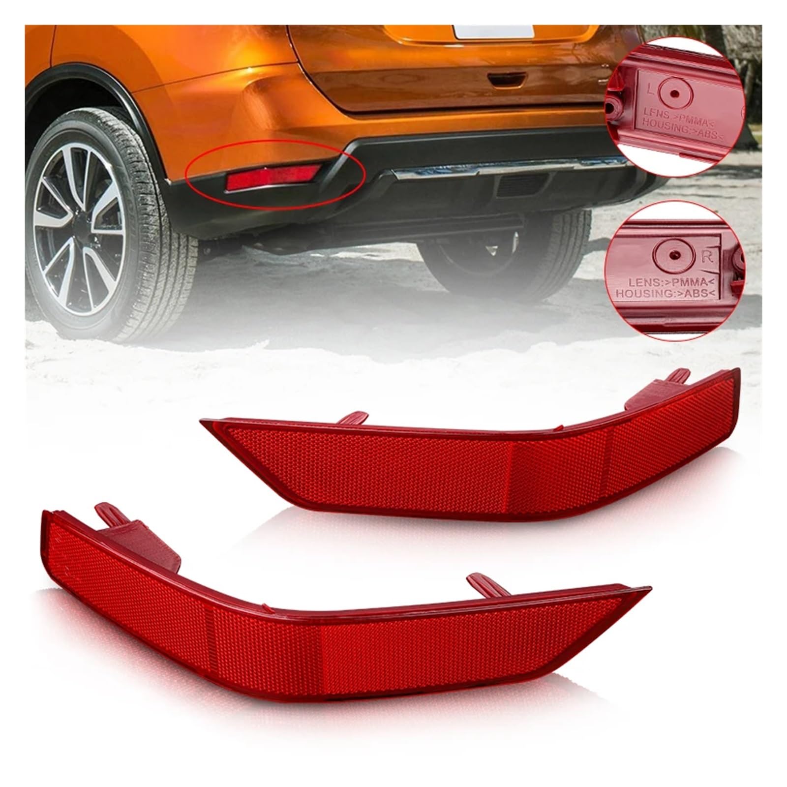 Nebelschlussleuchte,RüCkleuchten Auto Heckstoßstange Nebelscheinwerfer Rücklicht Bremsreflektor Lichter Passend für Rogue X-Trail T32 2017 2018 2019 2020(2pcs Left Right) von Ymnilian