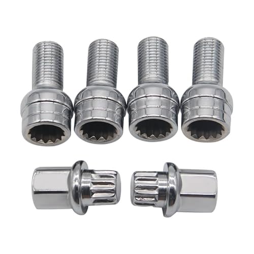 Radschrauben,Radschrauben Auto Styling Chrom Anti-Diebstahl Radschraube Bolzen Kontermutter Schlüsseladapter 14mmx1.5 8D0601139F Passend for VW Golf Jetta Passat Passend for Audi A4 A6 A8 TT von Ymnilian