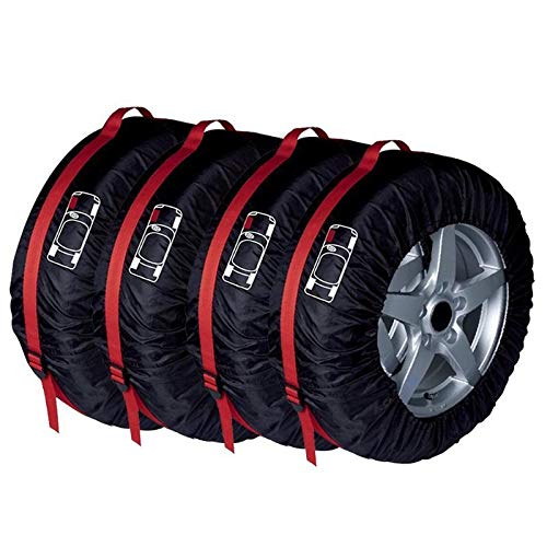 Reserveradabdeckung,Reifentaschen 4Pcs Reservereifen-Abdeckung Fall Polyester Winter und Sommer-Auto-Reifen-Speicher-Beutel Auto Reifen Zubehör Fahrzeugfelgenschutz(S Size) von Ymnilian