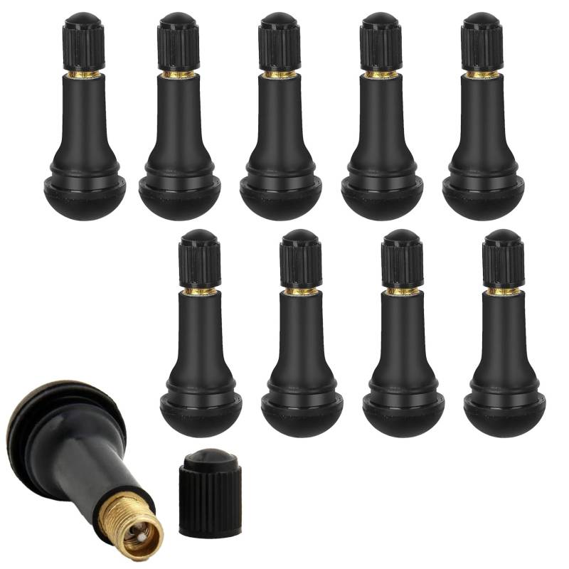 10STK Reifenventil TR413 Schwarz Gummi Ventil Autoreifen Autoventil Snap-in Reifenventil von Ymxil