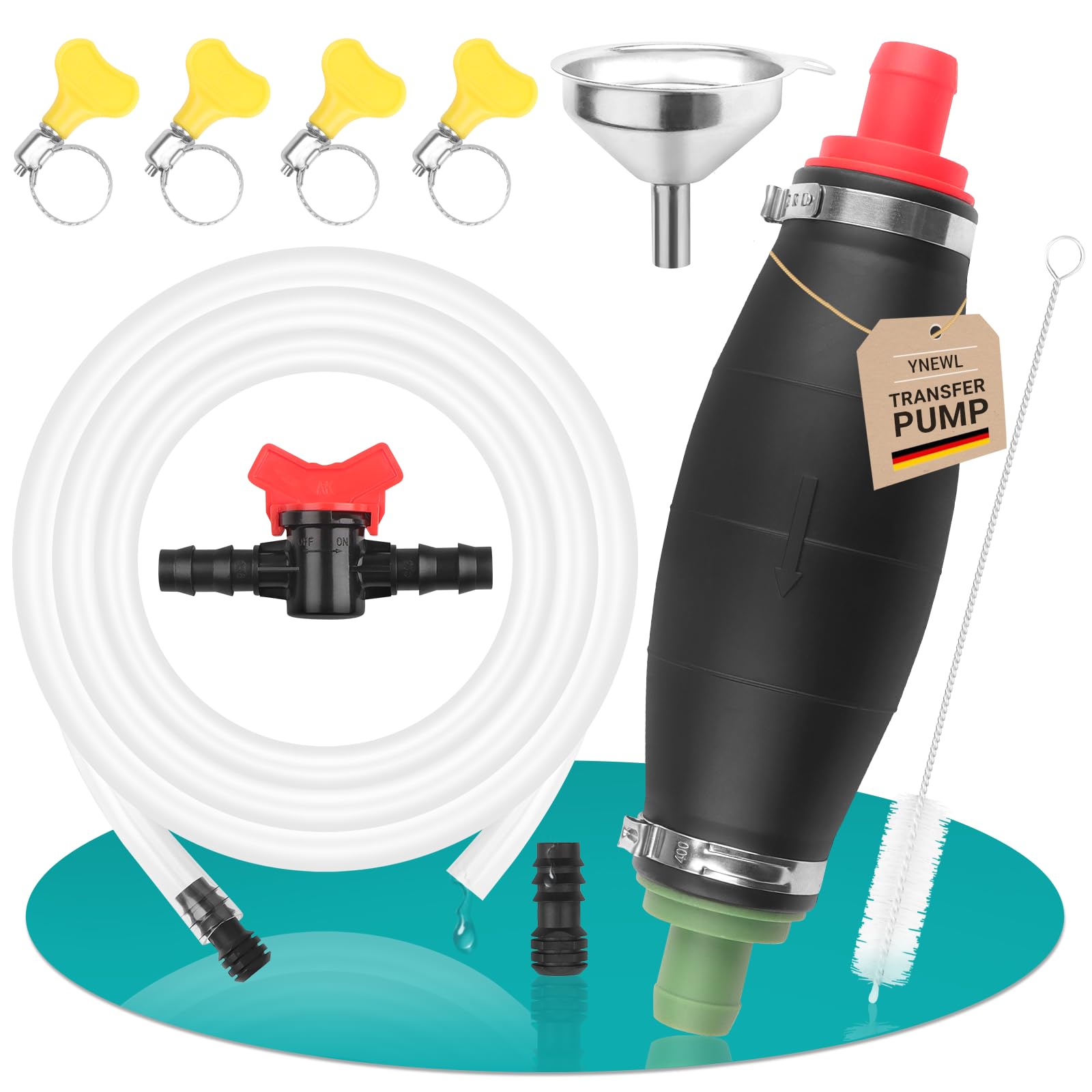 YnewL Handpumpe, 11 Stück Ölpumpe Set Handpumpe Benzin-XL Umfüllpumpe mit 2m PVC-Schlauch Inkl Stopfen, Regler, Trichter, usw, Pumpe Wasser Abpumpen zum Umfüllen von Flüssigkeiten Wie Benzin YnewL Handpumpe, 11 Stück Ölpumpe Set Handpumpe Benzin-XL Umfüllpumpe mit 2m PVC-Schlauch Inkl Stopfen, Regler, Trichter, usw, Pumpe Wasser Abpumpen zum Umfüllen von Flüssigkeiten Wie Benzin von YnewL
