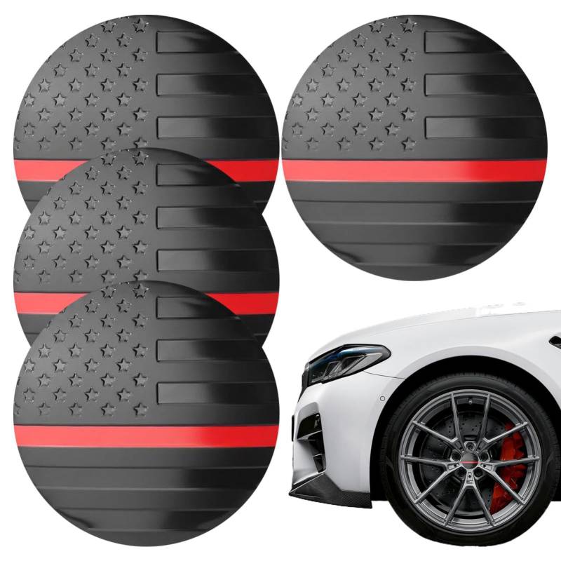 Auto Hub Rad Center Cover - Aluminium Radabdeckung, Radkappen Aufkleber | 4 Stück US-Flagge Thema Aluminium-Legierung Räder, Radkappen, Verbesserung der Fahrsicherheit Fahrzeugradaufkleber für SUV von Ynnhik