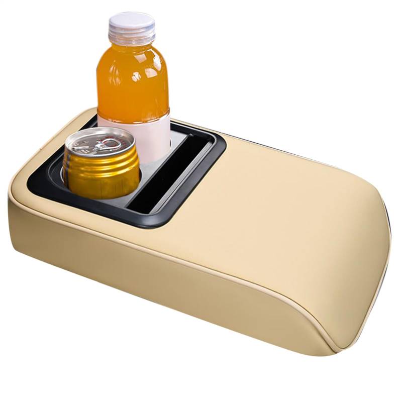 Car Center Console Cover, Leder Armsted Erhöhung - Multifunktionale Arm Ruhe Mit Kupfer-Organizer Und Telefonhalter Für Fahrzeugauto erhöhen Sie den Komfort und die Unterstützung bei langen Geräten von Ynnhik