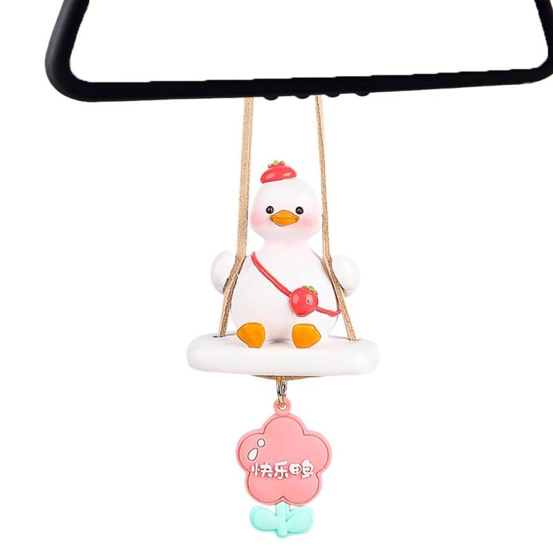 Ente Swing Auto Anhänger, Ente Swing Auto Ornament | Harz Swing Ente Pendel Auto Rückspiegel Dekor - Auto-Rückspiegel Duftzubehör Duft Supersüße Swing Ente Auto Dekoration Zubehör von Ynnhik