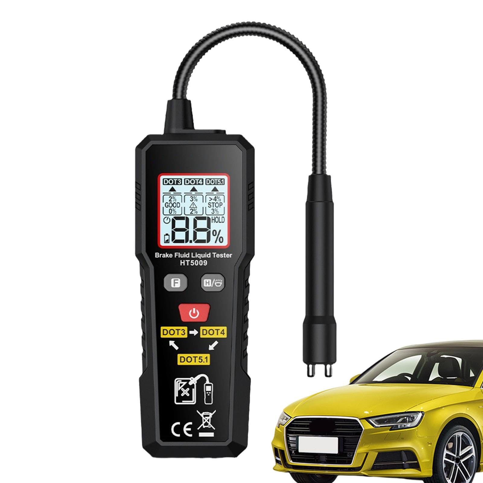 Feuchtigkeitstester, Bremsflüssigkeitstest,Tragbarer Bremsflüssigkeitstester für Auto - Flexible Sonde hydraulische Flüssigkeit Feuchtigkeitsanalysator, Öl-Feuchtigkeits-Erkennung für Auto SUV LKW Feuchtigkeitstester, Bremsflüssigkeitstest,Tragbarer Bremsflüssigkeitstester für Auto - Flexible Sonde hydraulische Flüssigkeit Feuchtigkeitsanalysator, Öl-Feuchtigkeits-Erkennung für Auto SUV LKW von Ynnhik