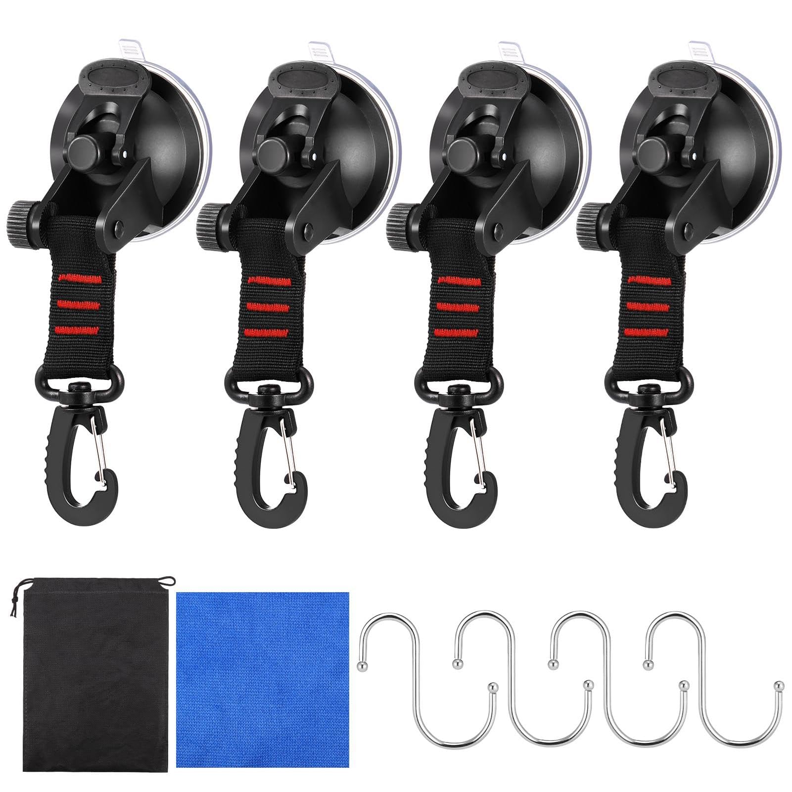 Heavy Duty Saugnapf,Saugnapfhaken - 4 Teile Vakuum-Saugnapf mit Haken,Starke tragende Außenausrüstung, multifunktionale Verwendung auf Planen, Zelte, Autzelte Heavy Duty Saugnapf,Saugnapfhaken - 4 Teile Vakuum-Saugnapf mit Haken,Starke tragende Außenausrüstung, multifunktionale Verwendung auf Planen, Zelte, Autzelte von Ynnhik