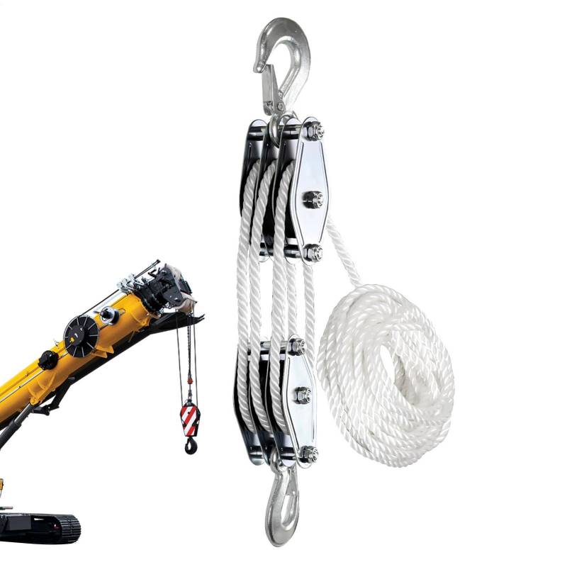 Seil Riemenscheibe, 50 ft 3/8 Seil Riemenscheibe mit 5: 1 Hubkraft, 2200 kg brechende Festigkeit schweres Riemenscheibensystem, Seilscheibe für die Tierhaltung, Lager von Ynnhik