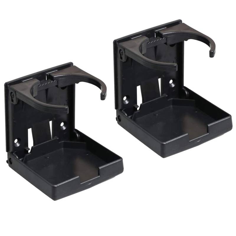 2pcs Einstellbare Faltbecher Getränkehalter mit Schrauben und Bändern, Einstellbare Kfz-Getränkehalter für PKW Truck Boat Van.(Schwarz) von YoMaris