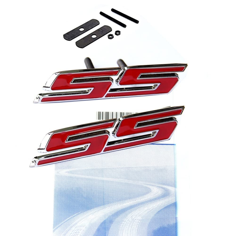 yoaoo-oem ® 1 x OEM SS Emblem Gitter + Aufkleber Badge 3D für Camaro Chevrolet GM Serie vorne Chrom rot von Yoaoo-oem