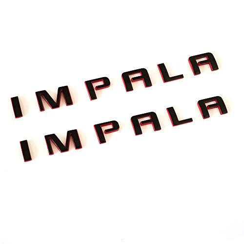 Yoaoo 2 x OEM Seite Kotflügel Tür Impala Embleme Namensschild Buchstaben Abzeichen für GM Impala schwarz rot Rahmen von Yoaoo