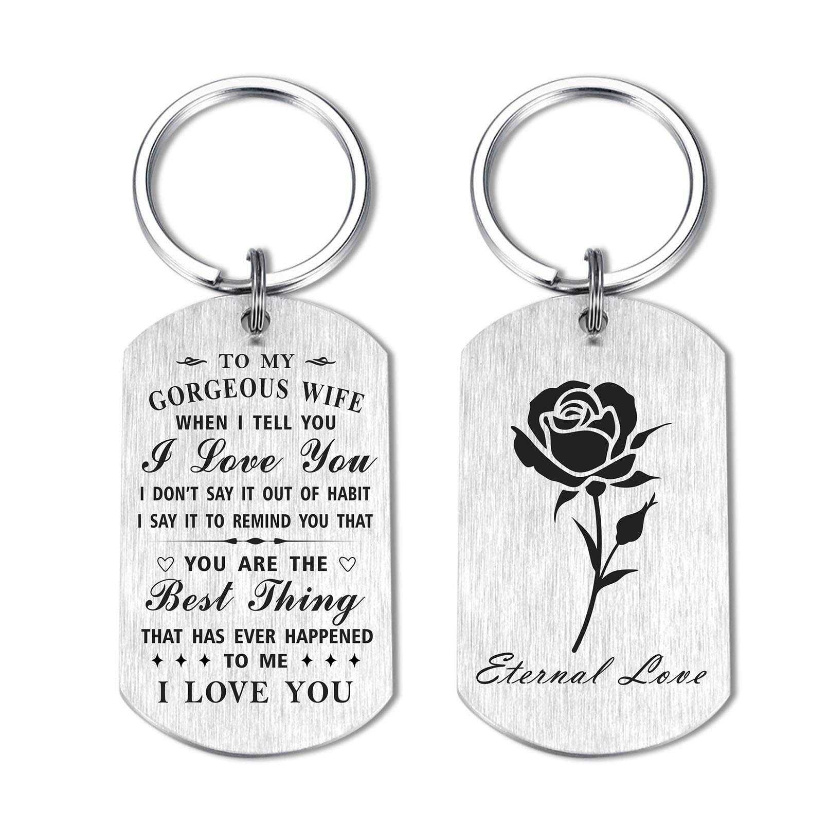 Yobent Schlüsselanhänger mit Aufschrift To My Wife für Frauen, I Love You, für Ehefrau, Jahrestag, Geburtstag, silber, 2 * 1.1 inch, Einzigartig Yobent Schlüsselanhänger mit Aufschrift To My Wife für Frauen, I Love You, für Ehefrau, Jahrestag, Geburtstag, silber, 2 * 1.1 inch, Einzigartig von Yobent