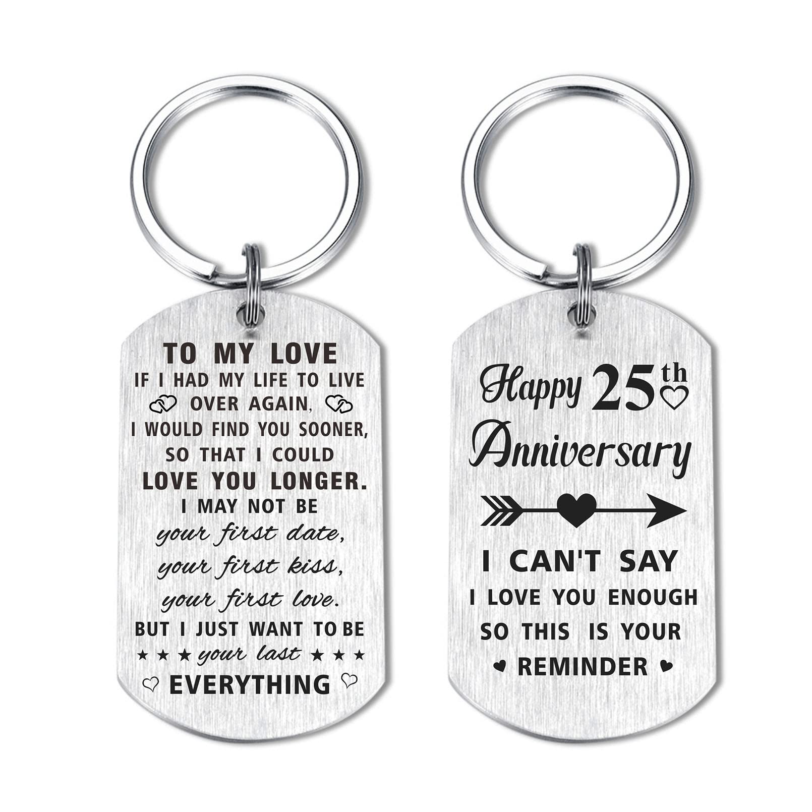 Yobent Schlüsselanhänger zum 25. Hochzeitstag, Geschenke für Ehemann, Ehefrau, Ihn, sie, Happy 25 Year Anniversary Schlüsselanhänger für Männer und Frauen Yobent Schlüsselanhänger zum 25. Hochzeitstag, Geschenke für Ehemann, Ehefrau, Ihn, sie, Happy 25 Year Anniversary Schlüsselanhänger für Männer und Frauen von Yobent