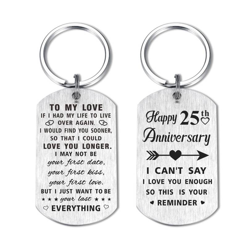 Yobent Schlüsselanhänger zum 25. Hochzeitstag, Geschenke für Ehemann, Ehefrau, Ihn, sie, Happy 25 Year Anniversary Schlüsselanhänger für Männer und Frauen von Yobent