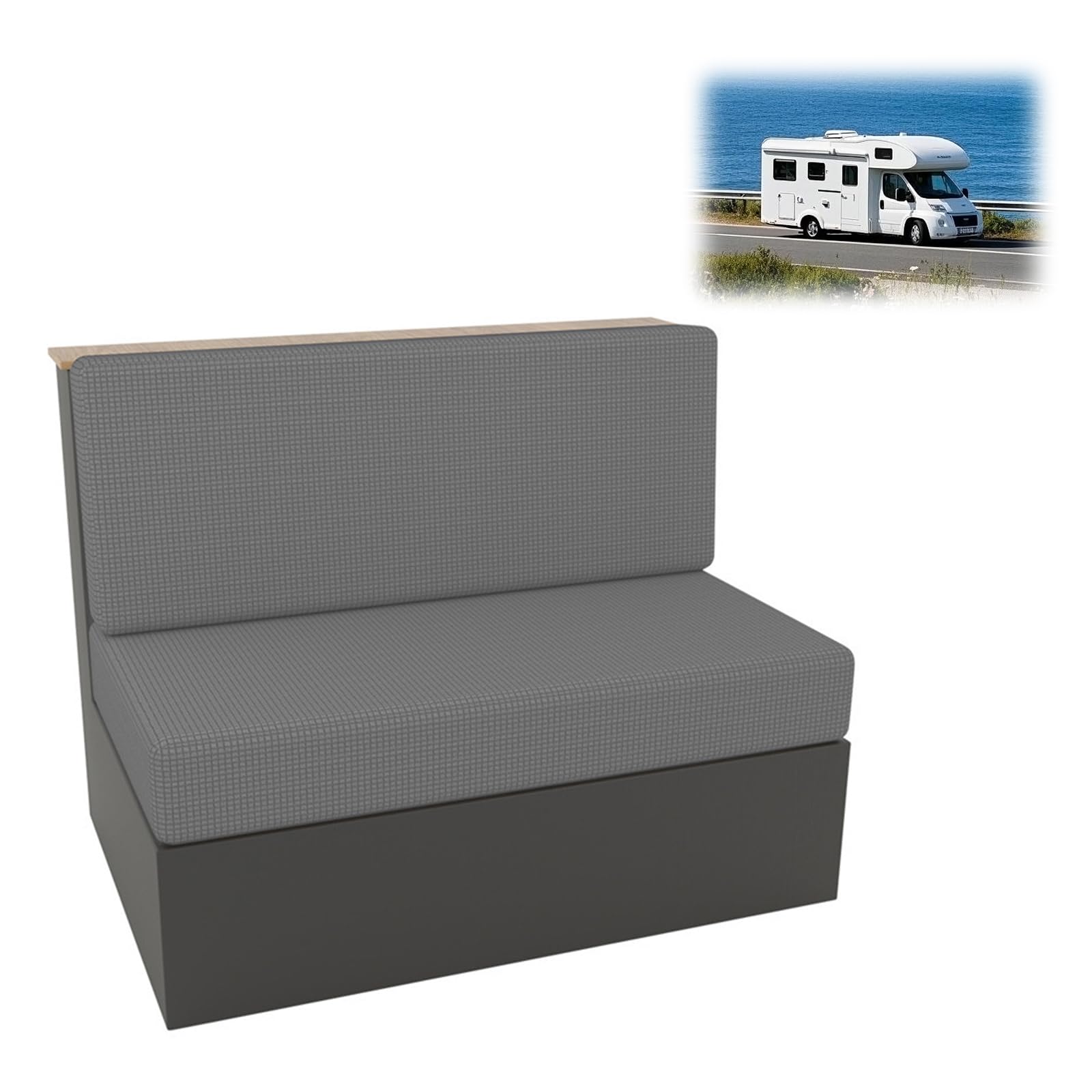 Yoedge Premium Wohnmobil Sitzbezüge-2 Stück Polster Wohnwagen, Polsterbezug Sitzkissenbezug für Sitzbank mit Karomuster,Wasserdicht, rutschfest & Abriebfest für Reisemobilsitz (Hellgrau) von Yoedge