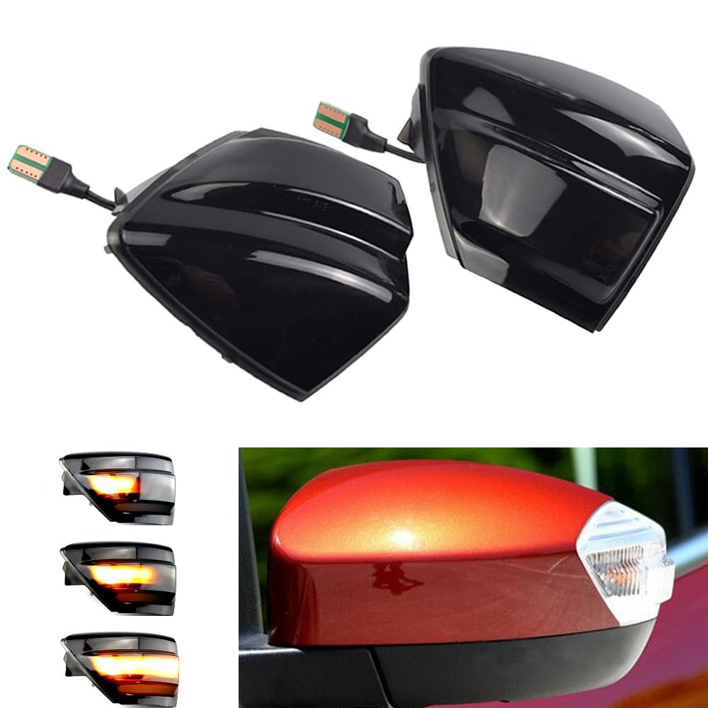 Dynamische LED Blinker Licht Außenspiegel Blinkerleuchte Ersatz für Ford S-Max 2007-2014 Kuga C394 2008-2012 C-Max 2011-2019 Blinker Sequentielle Blinker Lampe (Schwarz) von Yoegerery