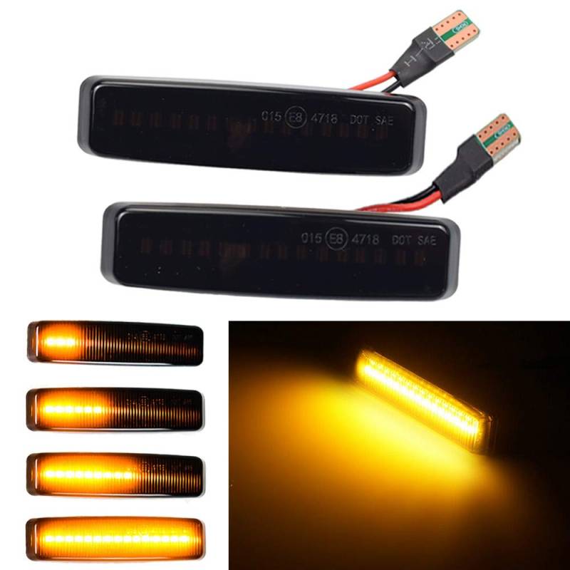 Yoegerery Dynamische LED-Seitenblinker, bernsteinfarben, superhell, Canbus, sequentielle Repeaterleuchten für B-MW 5er-Serie E39 1995-2003 M5 (schwarz) von Yoegerery