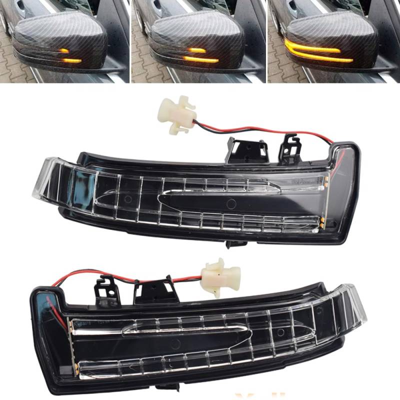 Yoegerery Dynamische LED-Spiegelanzeige, Blinker, Ersatz für Mercedes-Benz W176 W246 W212 W204 CLA C117 GLA GLK W221 CLS W218 (OM-Transparent) von Yoegerery