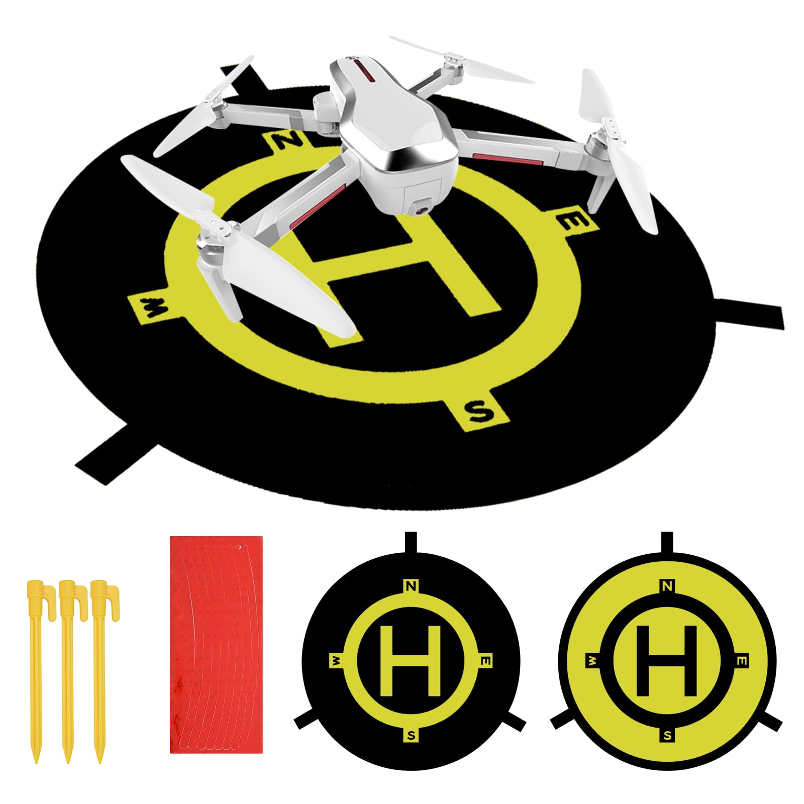 Drohnen Landeplatz, 55CM Tragbar Faltbare Landepad Drohne, Wasserdicht Drone Landing Pad mit 3 Landung Nägel für RC Drones Hubschrauber,DJI Air 2S/MAVIC 3/ DJI Air 2S/Mavic Mini 2,Drohnen Zubehör von Yoirzit