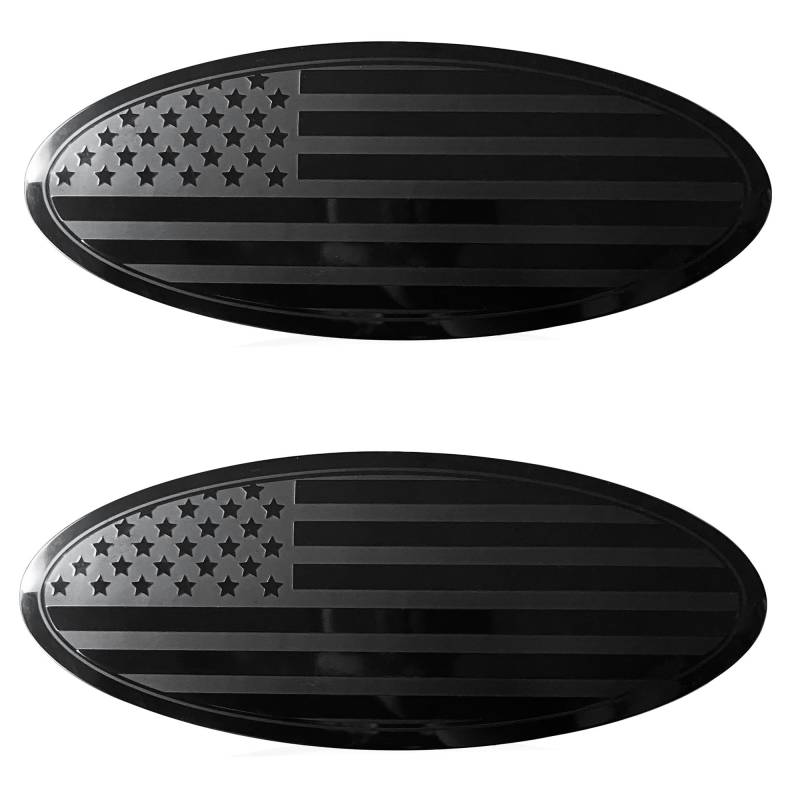 Yojunauto Für Ford Emblem, 9,5 Zoll Schwarz Frontgrill Hinten Heckklappe Overlay Amerikanische Flagge Emblem Passend für 2015-2021 F150 (2 Stück) von Yojunauto
