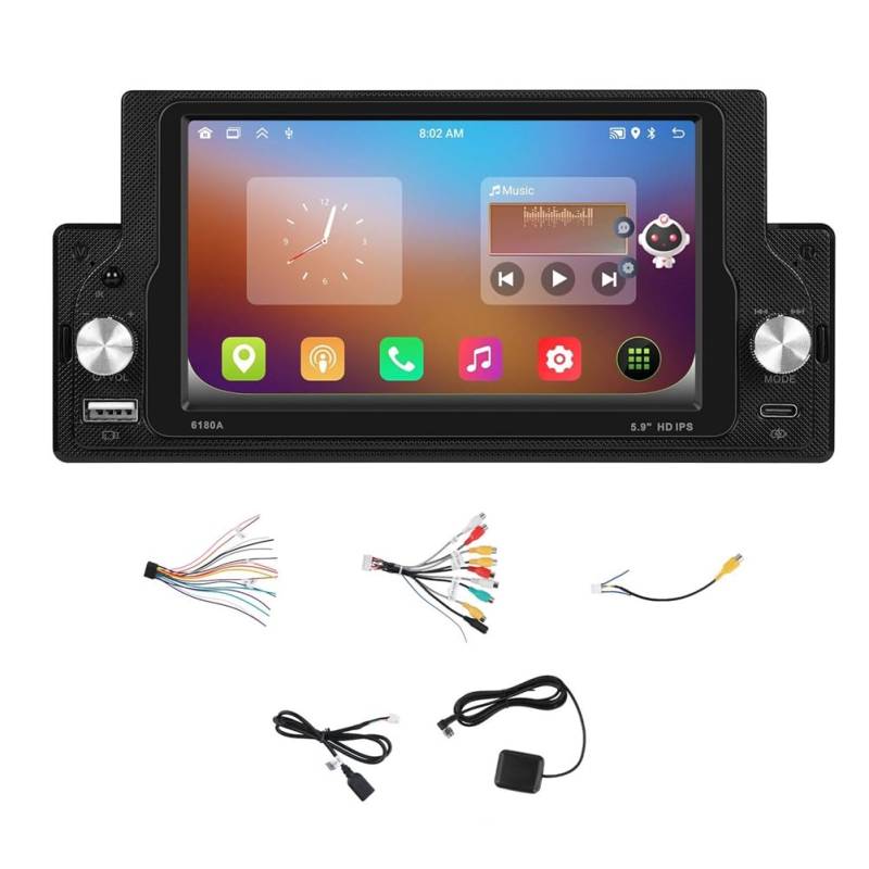Yominerr 5,9 1Din MP5-Player 2+64G Kabelloses Carplay Android Auto Multimedia-Player Mirror Link EQ FM USB-Autoradio von Yominerr