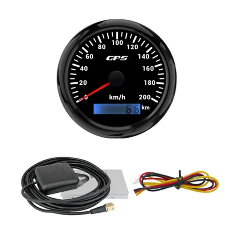 Yominerr 85MM GPS Tachometer mit GPS-Antenne 0-200KM/H Geschwindigkeitsmesser für Marine Auto Boot Yacht von Yominerr