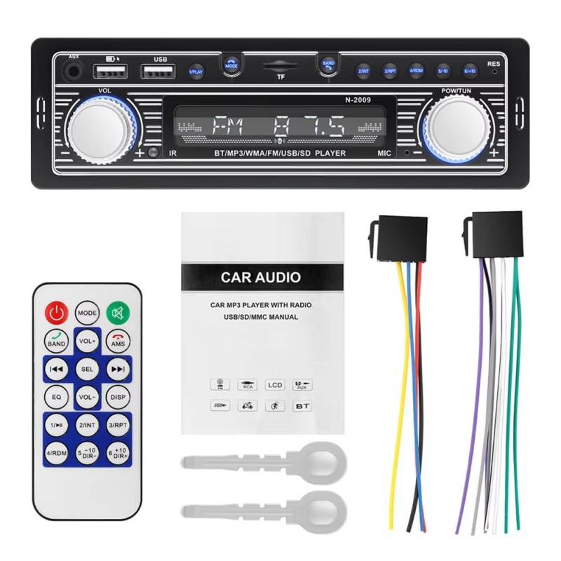 Yominerr MP3-Player USB AUX Autoradio Stereo-Player Bluetooth Kompatibel mit Fernbedienung Autoradio Elektronik Zubehör von Yominerr