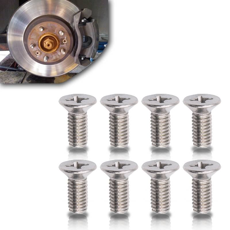 Yonput 8 Stück Bremsscheibe Rotorschrauben Vorne Hinten Edelstahl Bremsen Set Schrauben Kit Geeignet für Honda Hyundai und Kia Modelle Beste Alternative zu Mazda (Silber) von Yonput