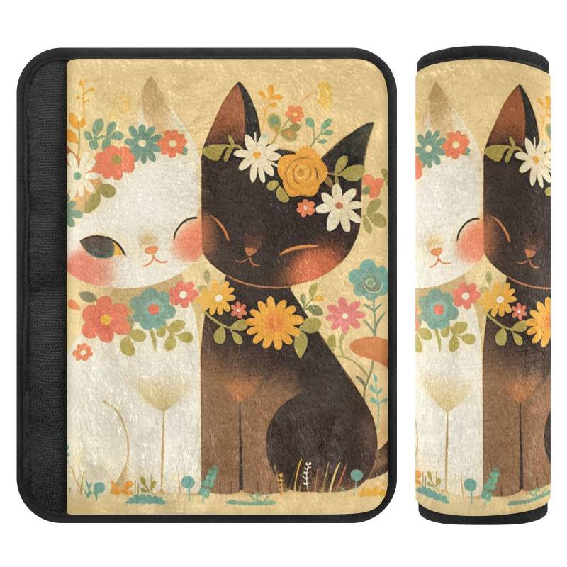 Yoogain Distinctive Cute Flowers Vintage 2 Pack Shoulder Strap Pad, Stop seat Belt Cutting into Neck, searbelt Cover for Van Auto Airplane von Yoogain
