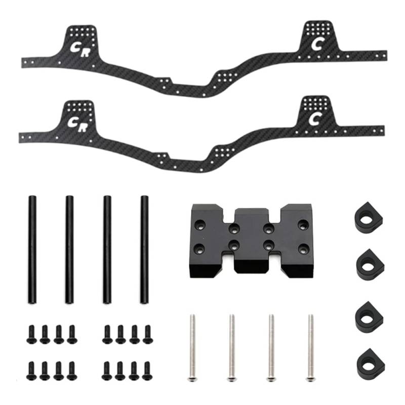 Yopeissn LCG Kohlefaser-Chassis-Kit Rahmenschiene Unterfahrschutz Karosseriepfostenhalterung für Axial SCX10 1/10 RC Crawler Autoteile, Schwarz von Yopeissn