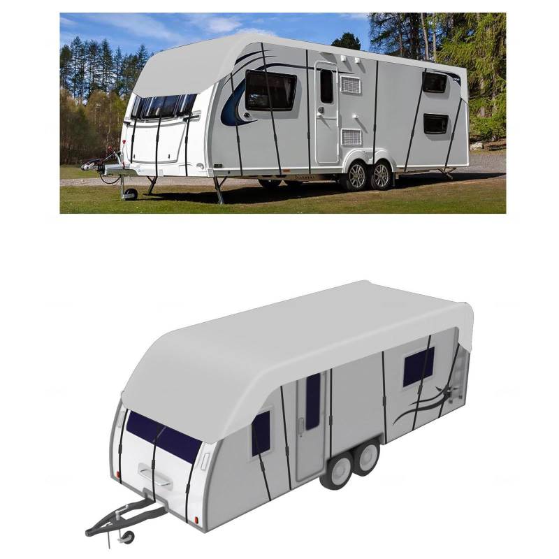 YoruiDeedse Wohnmobilabdeckungen 210D Oxford-Gewebe Wohnwagen Abdeckung Zusammenklappbar, Leicht Zu Reinigen Radabdeckung Wohnwagen Geeignet Für Jede Jahreszeit Und Jedes Klima,Silver-23 * 9.8ft von YoruiDeedse