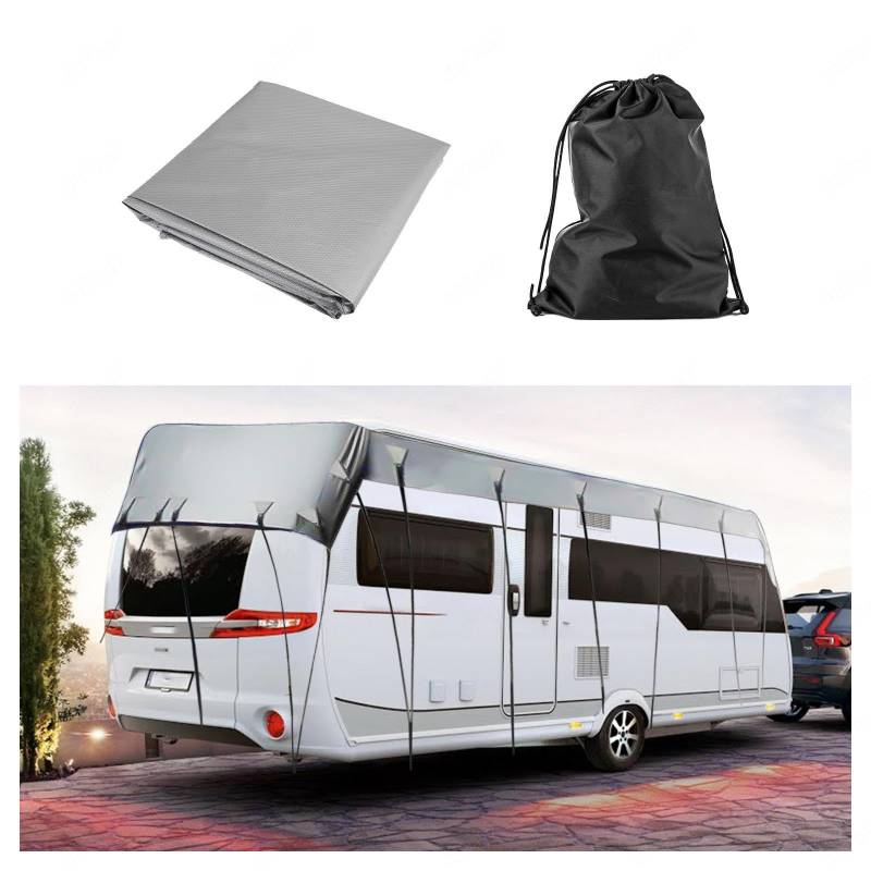 YoruiDeedse Wohnwagen Abdeckung 210D Oxford-Gewebe Wohnmobilabdeckungen Wind-, Regen- Und Schneefest Wohnwagen Abdeckplane Geeignet Für Wohnwagen, Wohnmobile, Busse,Silver-31.1 * 9.8ft von YoruiDeedse