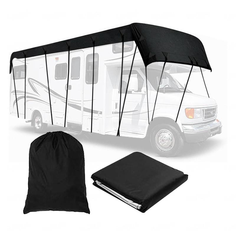 YoruiDeedse Wohnwagen Abdeckung 210D Oxford-Gewebe Wohnwagen Abdeckplane Zusammenklappbar, Leicht Zu Reinigen Campingzubehör Für Wohnmobil Geeignet Für Wohnwagen, Wohnmobile, Busse,Black-49.2 * 9.8ft von YoruiDeedse