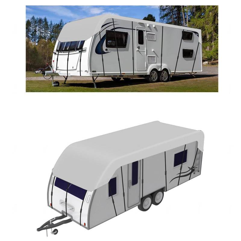 YoruiDeedse Wohnwagen Abdeckung 210D Oxford-Gewebe Wohnwagen Abdeckplane Zusammenklappbar, Leicht Zu Reinigen Wohnwagen Abdeckplane Geeignet Für Jede Jahreszeit Und Jedes Klima,Silver-31.1 * 9.8ft von YoruiDeedse