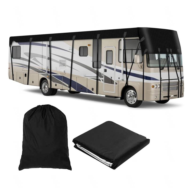 YoruiDeedse Wohnwagen Plane 210D Oxford-Gewebe Wohnwagen Abdeckplane Wind-, Regen- Und Schneefest Wohnwagen Abdeckplane Geeignet Für Jede Jahreszeit Und Jedes Klima,Black-27.8 * 9.8ft von YoruiDeedse