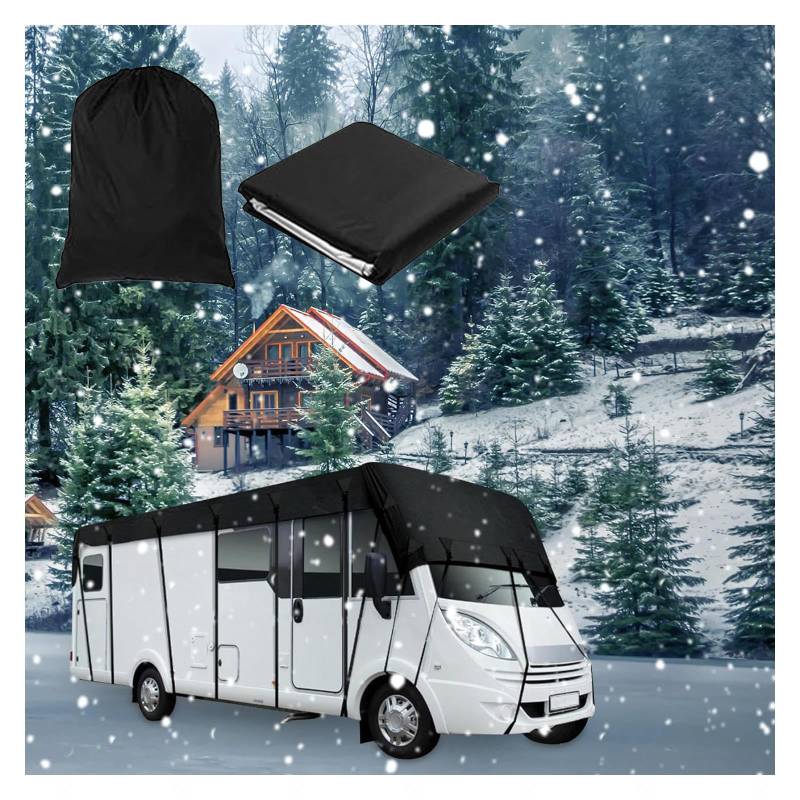 YoruiDeedse Wohnwagen Schutzdach 210D Oxford-Gewebe Wohnwagen Schutzhülle Wind-, Regen- Und Schneefest Auto Markise Geeignet Für Wohnwagen, Wohnmobile, Busse,Black-36 * 9.8ft von YoruiDeedse