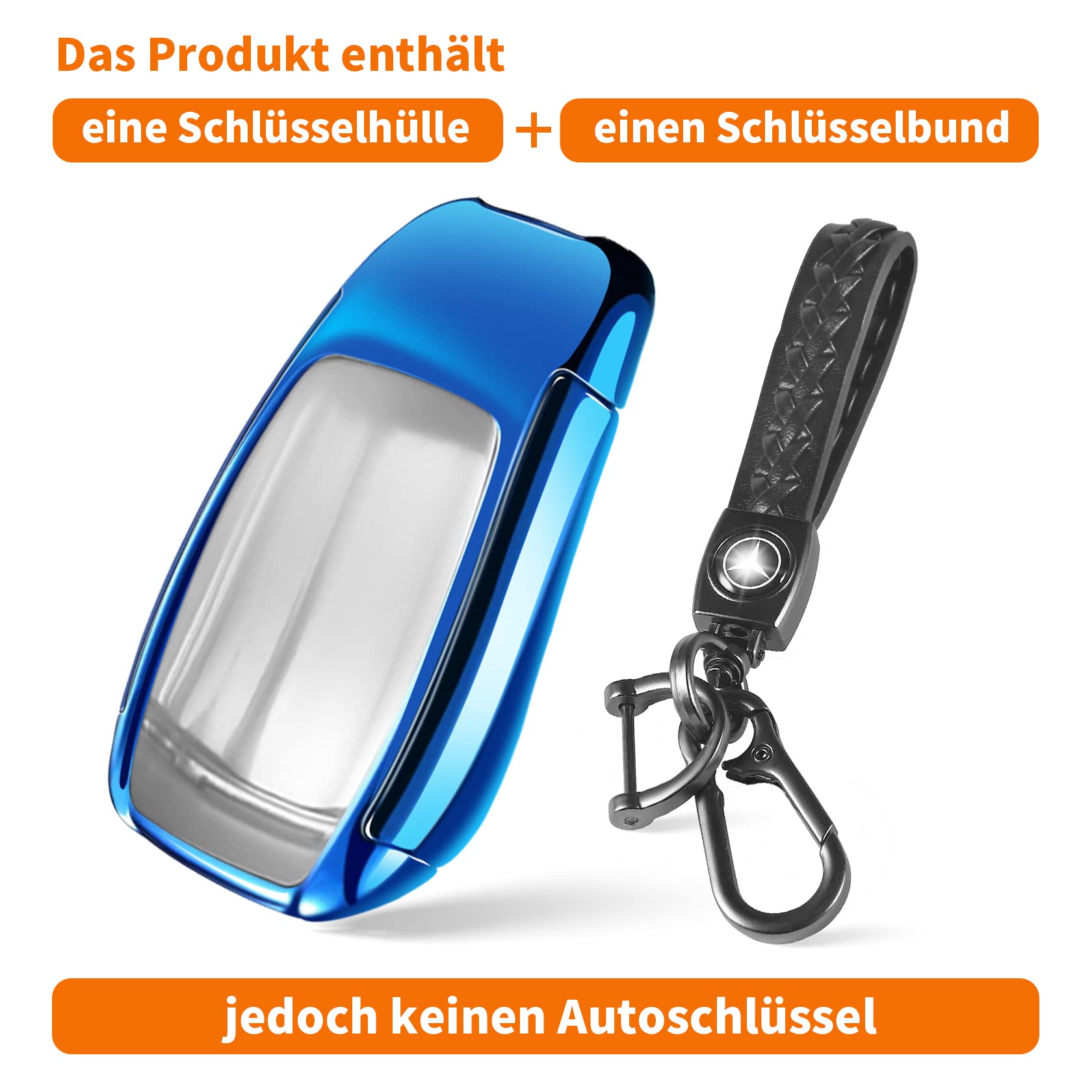 Yosemy 2stk Autoschlüssel Hülle Schlüsselhülle Kompatibel für Merce*des Ben_z Schlüssel Hülle MB Auto Schlüssel TPU Cover für Klasse A B C E S CLA GLA GLE GLC GLK AMG (1Stk/Blau) von Yosemy