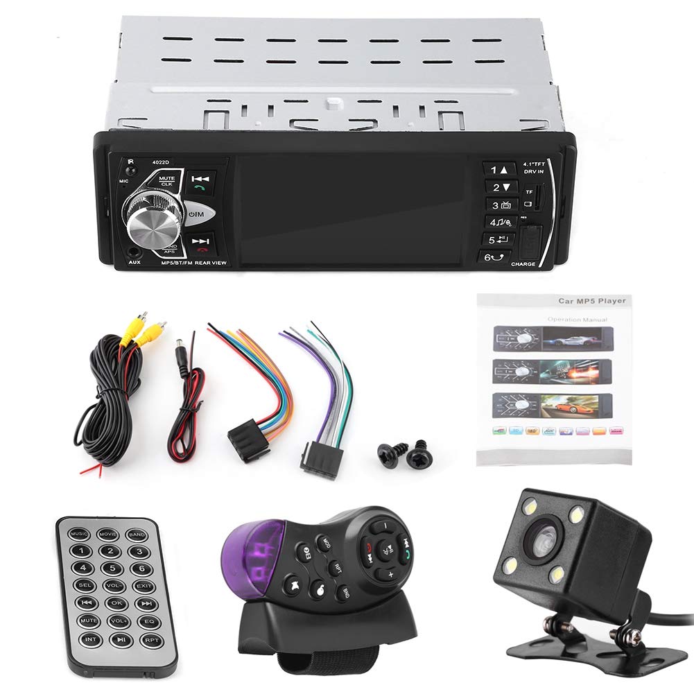 Auto MP5 Player mit Bluetooth, 4,1 Zoll HD Auto Video Player Auto MP5 Radio Fernbedienung Unterstützung AUX USB mit Rückfahrkamera Fernbedienung, Freisprechen(mit Kamera) von Yosoo Health Gear