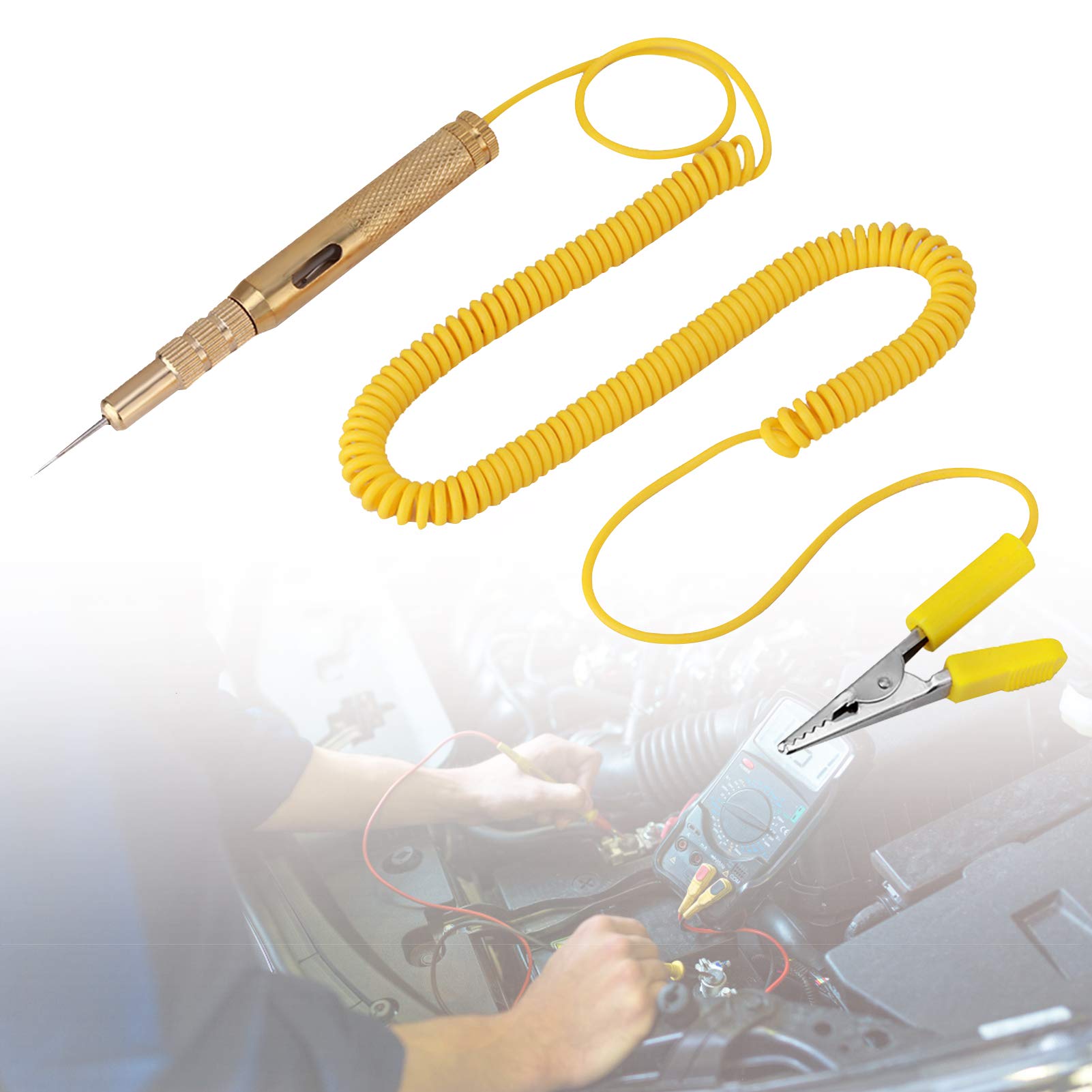 DC 6V 12V 24V Autospannungs-Stromkreistester-Stift, elektrischer Kfz-Lichtstromkreistester, Goldfarbe DC 6V 12V 24V Autospannungs-Stromkreistester-Stift, elektrischer Kfz-Lichtstromkreistester, Goldfarbe von Yosoo Health Gear