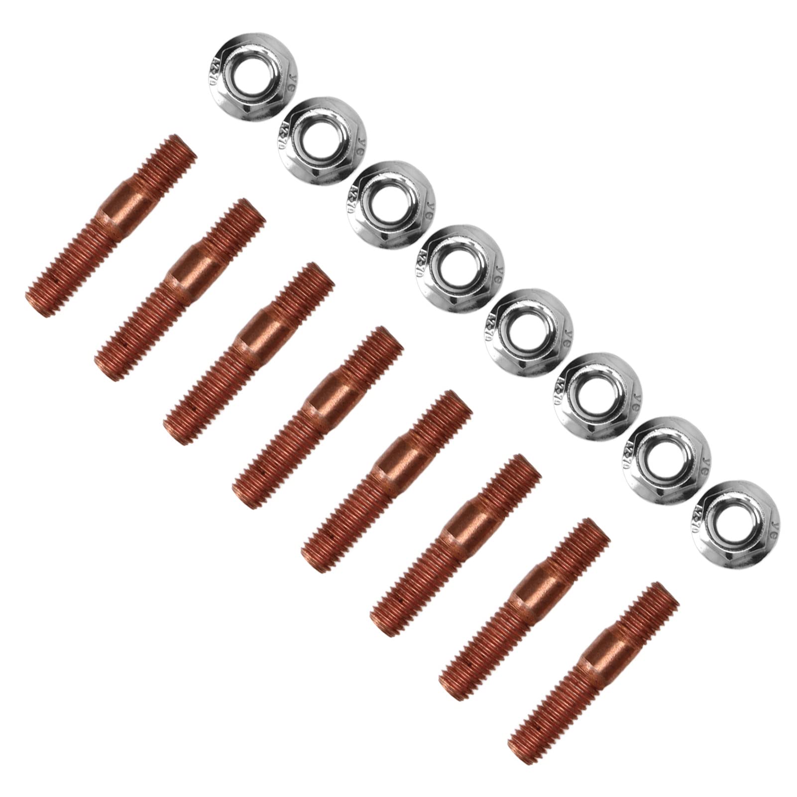 M8 1,25 Gewinde Turbo Stehbolzen Kit, 8 Stück Stehbolzen Stiftschraube 8 Mm Metalllegierung Hochdruckbeständiger Abgaskrümmer Stehbolzen Mutter Hardware von Yosoo Health Gear